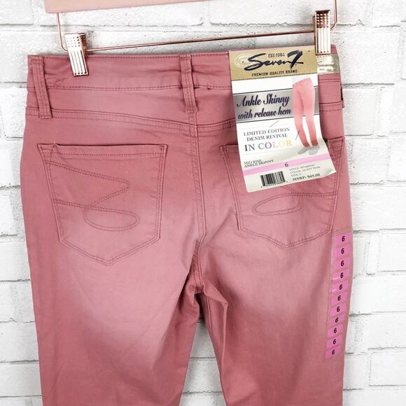 Seven7 NWT Ankle Skinny Mid Rise Release Hem Jeans in Dusty Pink Size 6 - Picture 3 of 7